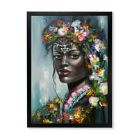 Дизајн на „Портрет на традиционална жена од афроамериканка“ модерна врамена уметничка печатење