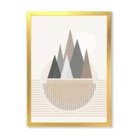 DesignArt 'Апстрактна месечина и сонце во планините III' Современ врамен уметнички принт