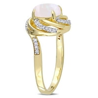 Miabella Women's'sims 1- Carat T.G.W. Опал бел топаз и дијамантски акцент жолто злато блиц, позлатен сребрен вртлог за вртење ореол прстен