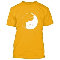 Јин јанг мачиња печати маица за мажи слатки мачки со боја бела 3х-јама