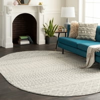 Уметнички ткајачи Елазиз Геометриска област килим, надвор од бела боја, 6'7 9 'овални