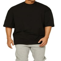 Маица со маица со маичка, средна ракав цврста боја лабава фитнес фитнес фитнес мета