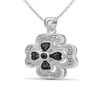 Jewelersclub црно-бел дијамант акцент Стерлинг сребрен 3-парчен цветен накит