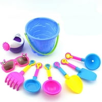 9-парче детска кофа за плажа и комплет лопати вклучува кофа за плажа и разнобојни играчки за плажа со лопата погодни за детска