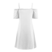 хуаи женски летен краток ракав обични фустани надвор рамо мода v-вратот фустан краток ракав лента отворен назад патент фустан