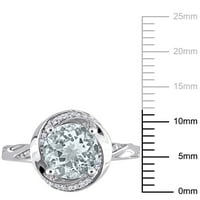 Miabellaенски женски 1- карат аквамарин и карат дијамант 10kt бело злато ореол прстен