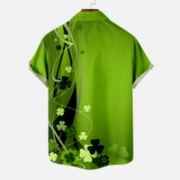Летни кошули на какина За Мажи Дозвола За Мажи Секојдневни Копчиња Печатење На Денот На Свети Патрик Со Џебен Превртување Блуза Со Кошула Со Кратки Ракави