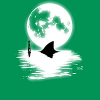 Ајкула полна месечина графички Јуниори Кели Зелена Графичка Маичка-Дизајн ОД Луѓе 2XL