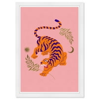 Wynwood Studio отпечати тигрица на лисјата животни Felines wallидна уметност платно печати розова 13x19