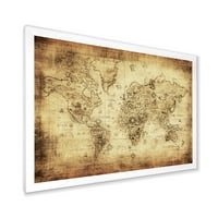 Дизајн на „Антички светски мапа IV“ гроздобер врамен уметнички принт