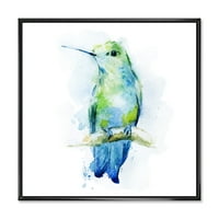 Колибри птица на гранка врамена слика за сликање на платно уметничко печатење