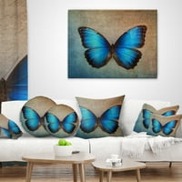 DesignArt Сина гроздобер пеперутка - перница за цвеќиња за фрлање - 16x16