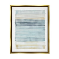 Tuphell Industries Tranquil Blue Beige Stripes Model Casual Safting Meatallic Metallic Gold Framed Flowating Canvas wallидна