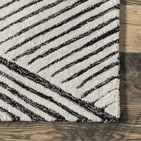 Нулум Ирма апстрактна лента со волна, килим, 8 '10', сива