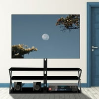 Liveditor 3-слој вртливиот стаклен кат ТВ штанд со монтирање, центар за забава и прилагодлив за висина за повеќето