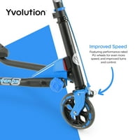 Yvolution y fliker carver c wiggle скутер за деца на возраст од 7+ години, сина, унисекс