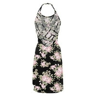 јубнлви фустани за жени женски сончоглед печатење о-вратот блуза без ракави елек моден резервоар фустан-жешка розова xl