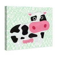 Wynwood Studio Animals Wall Art Canvas Prints 'Cow Fields' Farm Animals - зелена, розова