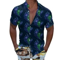 Сомотско Копче Надолу Мажи Обични Кратки Ракави Пролет Лето Превртување На Вратот 3д Печатени Кошули Модни Врвни Блузи Кошули