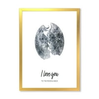 Дизајн Бакнеж на двајца loversубовници во романтична форма на Месечината Модерно врамен уметнички принт