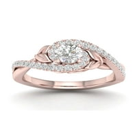3 4CT TDW Diamond 14k розово злато ветување прстен