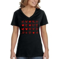 XtraFly Облека Женски Мини Срца Годишнината На Вљубените Љубов V-Вратот Маица
