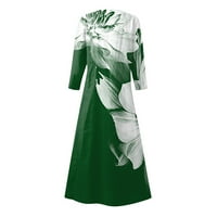 Амуса фустани летен фустан за жени случајно печатено удобно мода печатена ракава ракав џеб фустан
