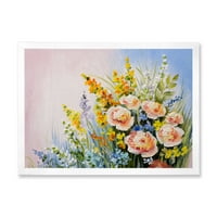 ДИЗАЈНАРТ „Yellowолти и розови летни диви цвеќиња“ Традиционално врамен уметнички принт