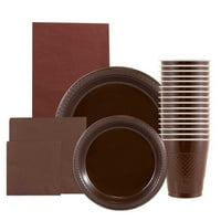 Пакет за асортиман за снабдување со хартија за хартија, плочи, салфетки, чаши, чаршав, чоколадо кафеава боја