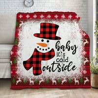 Божиќ Санта Елк Снешко Ќебиња, Супер Мека Дебела Нејасни Топло Ќебе За Кревет И Троседот, Темно Сина