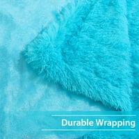 Декоративно фрлање со крзно од фау со капаци на перница, 50 60 небо сина боја