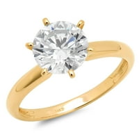 0.5 кт круг сече бел сафир 18к жолто злато годишнина ангажман прстен големина 6.5