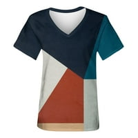 Блузи За Жени Мода Обични Печатени В-Вратот Краток Ракав Врвот Блуза