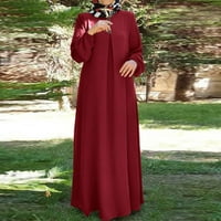 Женски Боемски Фустан Со Принт Со Точки Долги Ракави Молитвена Облека