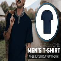 Заокружете ја маичката за вратот на машката екипа за мажи, атлетски пресек - морнарица