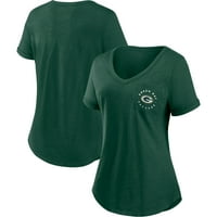 Fanенски фанатици брендирани со зелени зелени заливот Пакерс според правилата со маица со врат V-вратот