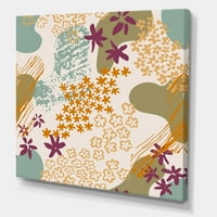 Флуидни форми и цвеќиња Силуети кои сликаат платно уметничко печатење