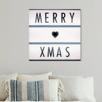 Wynwood Studio Holiday and Seasonal Wall Art Canvas Prints 'Merry Xmas Filter' Christmas Home Décor - Blue, Black, 20 20