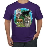 Егл мечка елен и волк диви животни Американски графички маица на гордоста, виолетова, 4xl