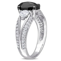 Карат Т.Г.В. Моисанит и Карат Т.В. Црн дијамант 10KT Бело злато Сплит-Шанк прстен за ангажман
