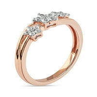 Империјал 10К розово злато 1 5КТ ТДВ дијамантски цветен прстен за жени