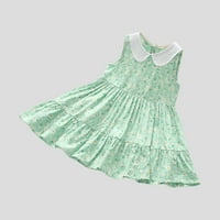 Дете Фустан Деца Бебе Девојки Мода Симпатична Без Ракави Слатка Цвет Печатење Возбуда Фустан Зелена Ц 4 Години