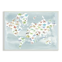 Светска мапа на Светската мапа со акварел со шема на влекачи на диносаурус, 10, дизајн од Ziwei Li