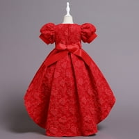 Фустани За Деца Моден Миди Фустан Со Кратки Ракави Црвен 5ј-6Ј