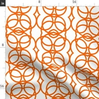 Памук Сатен Чаршав, 70 Квадратно-Портокалови Кругови Круг Бела Геометриска Модерна Апстрактна Гео Печатење Сопствени Постелнина