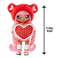 Na na изненадување на Валентина Мур-Црвена мече-инспирирана од 7,5 Модна кукла со розова коса, фустан и четка во форма на срце,