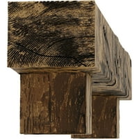 Ekena Millwork 6 H 6 D 48 W Hand Hewn Fau Wood Camplace Mantel Kit W alamo Corbels, природен златен даб