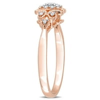 Miaенски Карат Карат Т.В. Дијамант розово злато блиц, позлатен прстен за ангажман на сребрена цветна ангажман