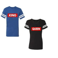 Кралот Кралицата Хип Хоп Унис Двојка Појавување На Маица Во стилот На Памучна Маичка Контрастни ленти на ракавите