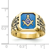 Примарно злато карат жолто злато сино акрилик масонски прстен